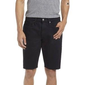 FRAME DENIM Men's L'Homme Cutoff Stretch Denim Black Shorts Raw Frayed Hem Sz 31